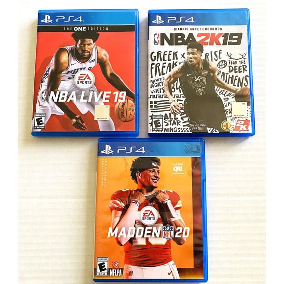 Lot PS4 Madden NFL 2020 + NBA2K19 + NBA Live 19 Sony Playstation 4 Sports Games - Picture 1 of 5